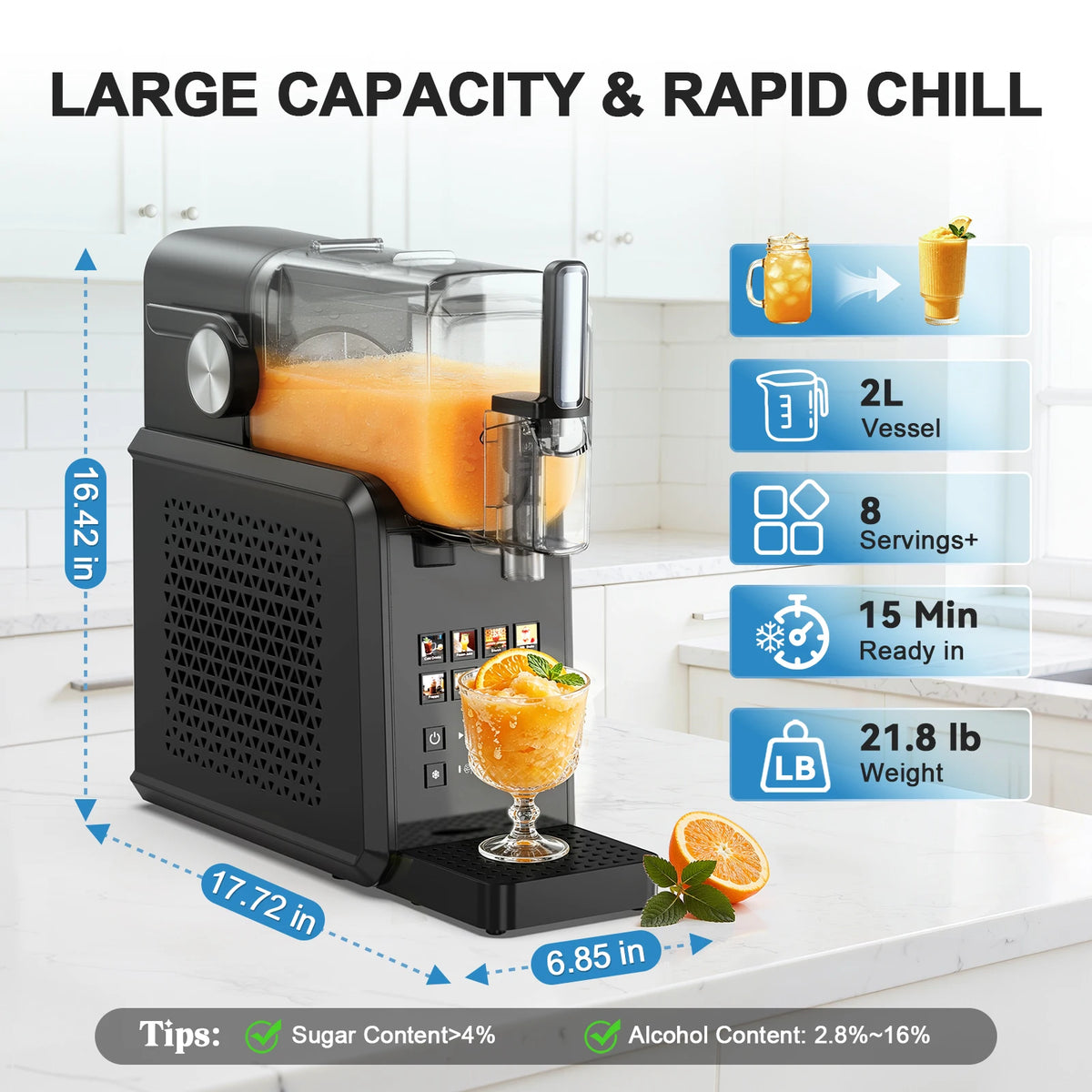 Vastorm Slushie Machine 90 oz Large Capacity Frozen Drink Maker No Ice Needed Auto-Clean with LED Display for Home Party Festive