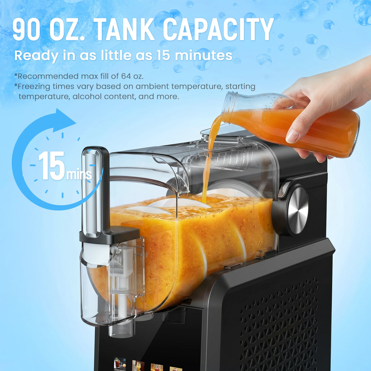 Vastorm Slushie Machine 90 oz Large Capacity Frozen Drink Maker No Ice Needed Auto-Clean with LED Display for Home Party Festive